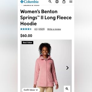 Columbia long fleece hoodie L NWT